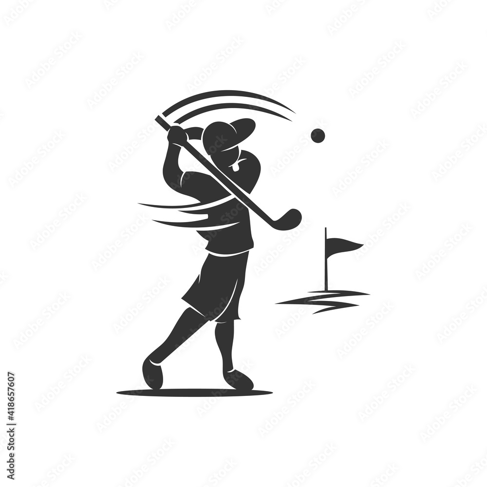 Golf Sport Silhouette Hit Abstract Design Template