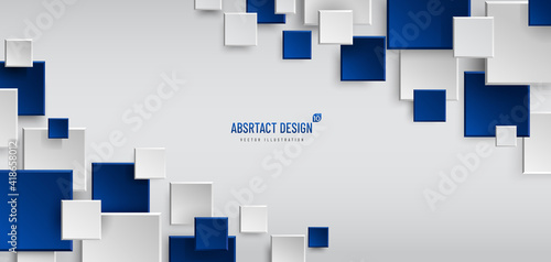 Abstract geometric background with copy space, Rectangle grey and dark blue color pattern. Modern and minimal concept. You can use for cover, poster, banner web, Landing page, Print ad. Vector EPS10