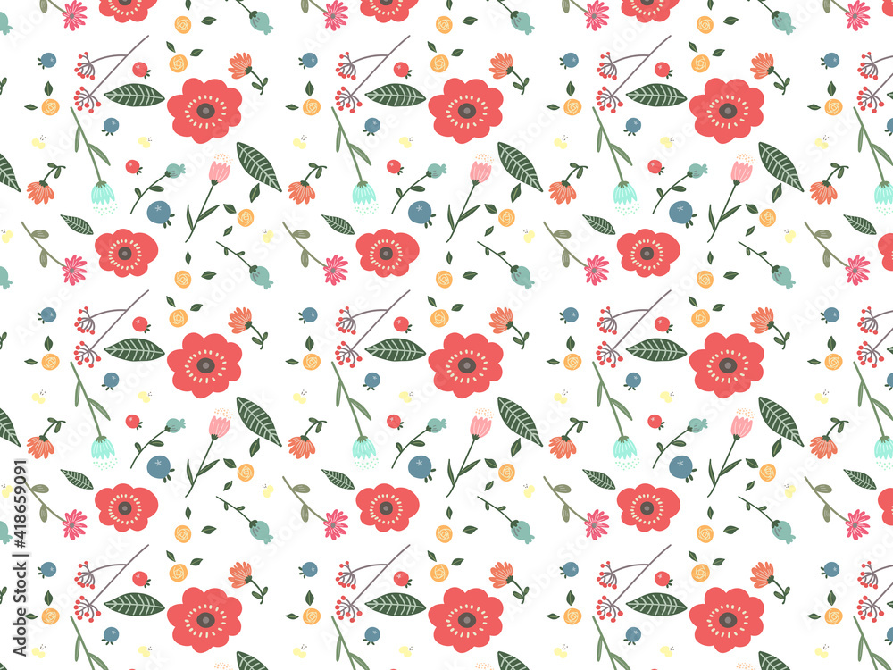おしゃれな花のフレーム落書き風 Stock Vector Adobe Stock