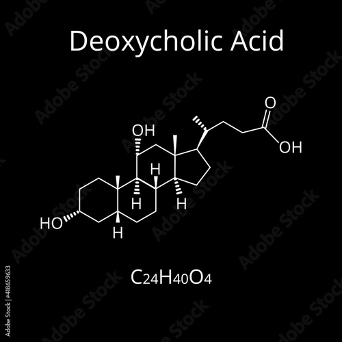 Chenodeoxycholic acid. Bile acid. Chemical molecular formula Chenodeoxycholic acid. Vector illustration on isolated background photo