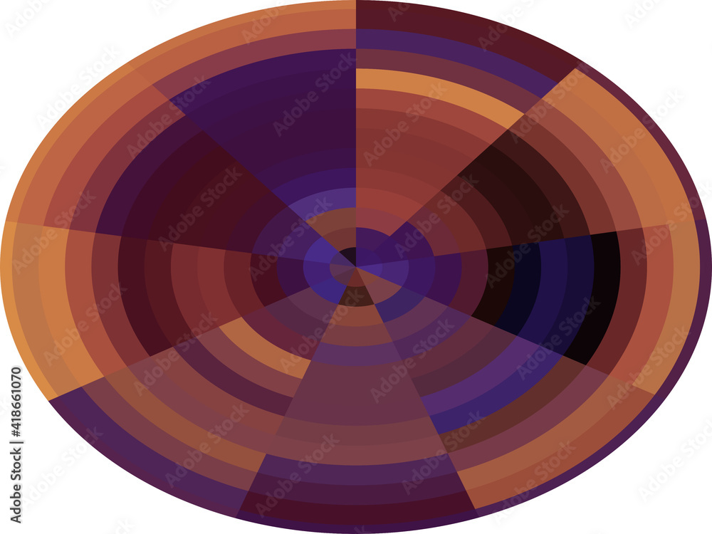 Brown blue circular color wheel on white