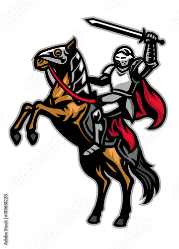 knight mascot ride the horse