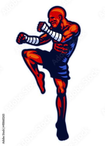 muay thai fighter mascot pose