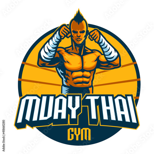 muay thai fighter mascot stance
