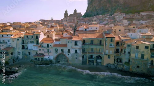 Cefalu Sicily Italy, cozy colorful village near Palermo Sicily Italy from the coast Italy Cefalu photo