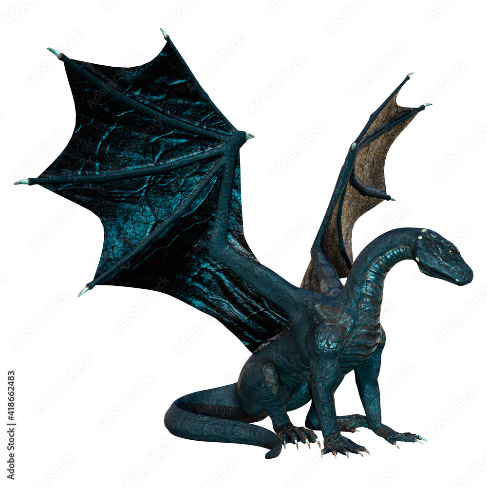Fototapeta premium 3D Rendering Fairy Tale Dragon on White