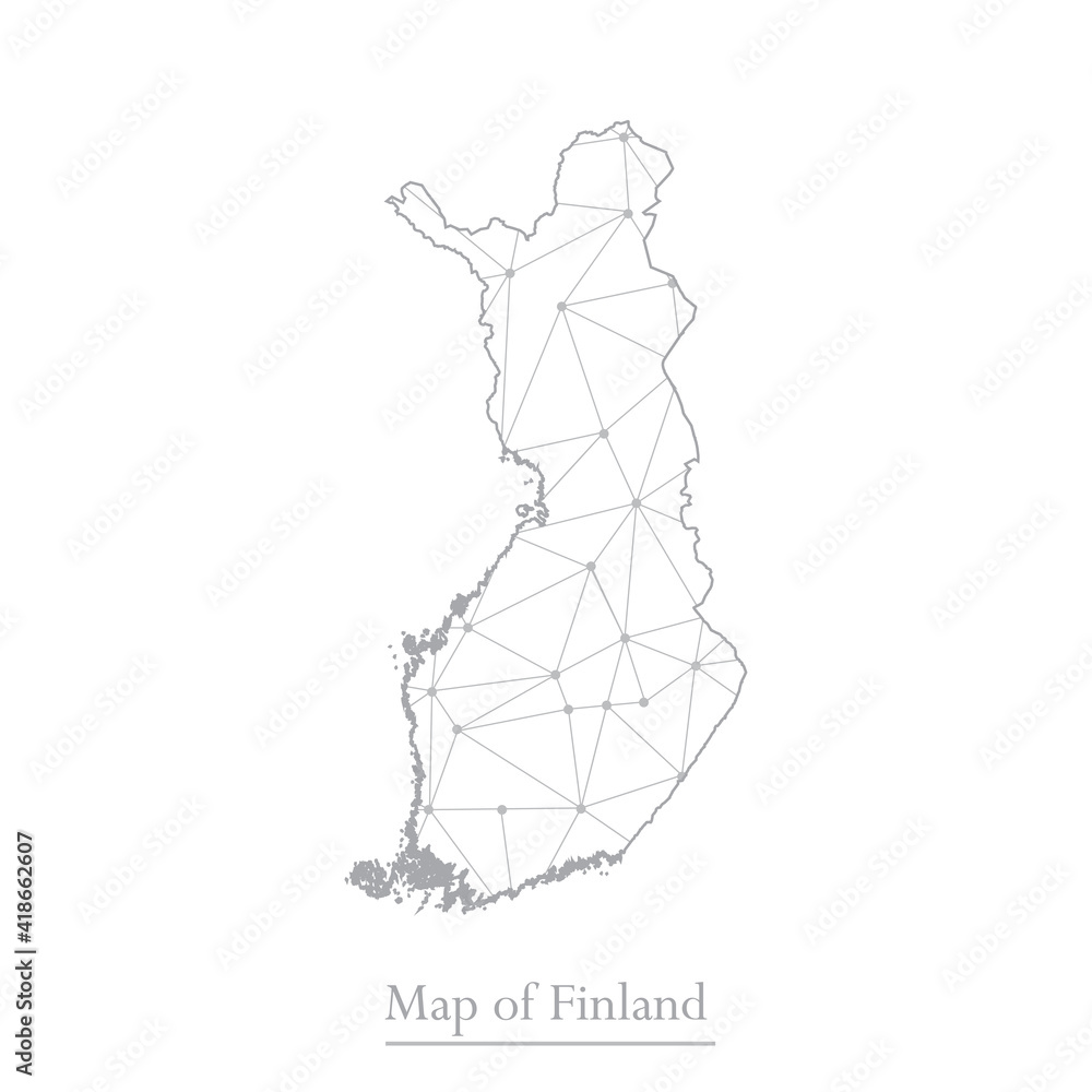 Vector map of Finland with trendy triangles design polygonal abstract. Vector illustration eps 10. Vector map of Finland with trendy triangles design polygonal abstract. Vector illustration eps 10.