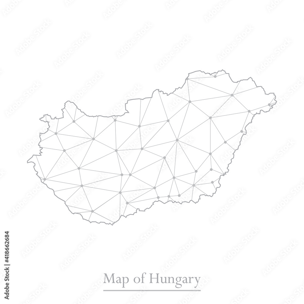 Vector map of Hungary with trendy triangles design polygonal abstract. Vector illustration eps 10. Vector map of Hungary with trendy triangles design polygonal abstract. Vector illustration eps 10.