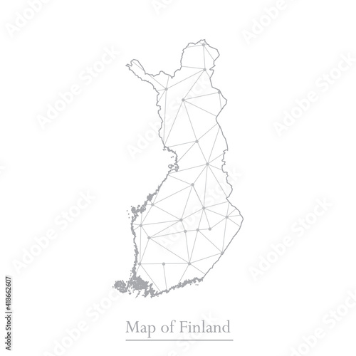 Vector map of Finland with trendy triangles design polygonal abstract. Vector illustration eps 10.