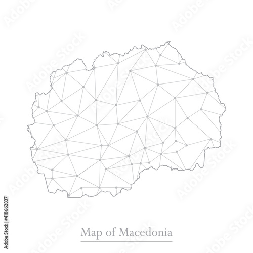 Vector map of Macedonia with trendy triangles design polygonal abstract. Vector illustration eps 10.