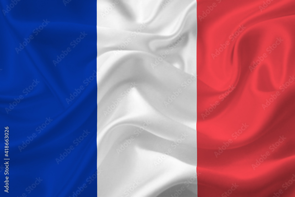 Fototapeta premium 3D Flag of France on fabric