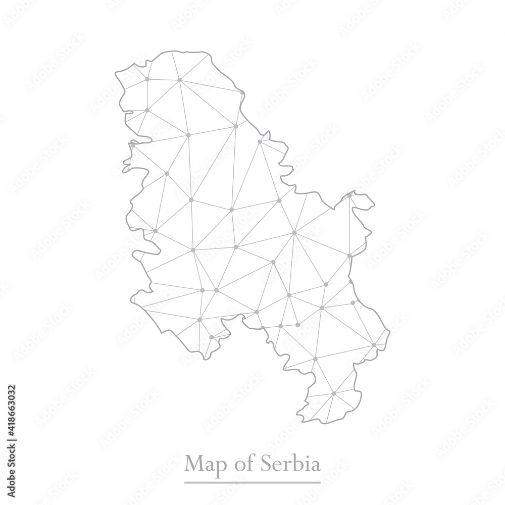 Vector map of Serbia with trendy triangles design polygonal abstract. Vector illustration eps 10.