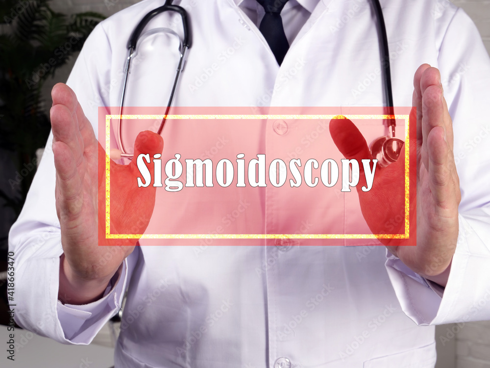 Healthcare concept meaning Sigmoidoscopy Anoscopy, Proctoscopy with phrase on the sheet. Stock