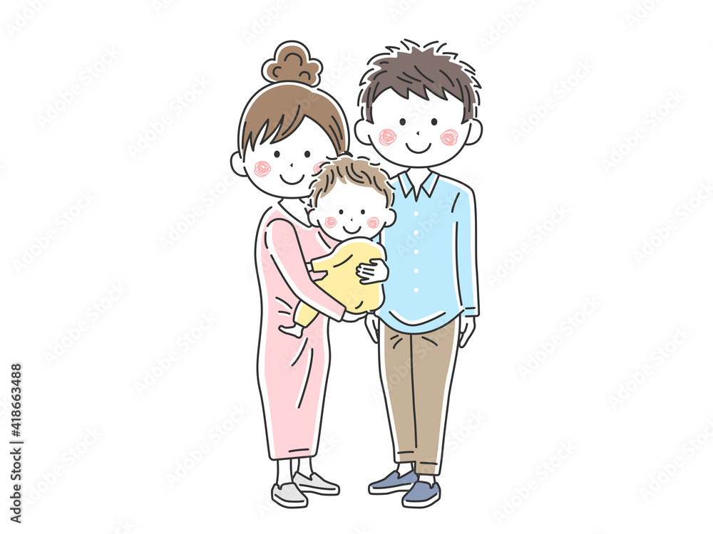 日本人の若い家族のイラスト 日本人の若い家族のイラスト