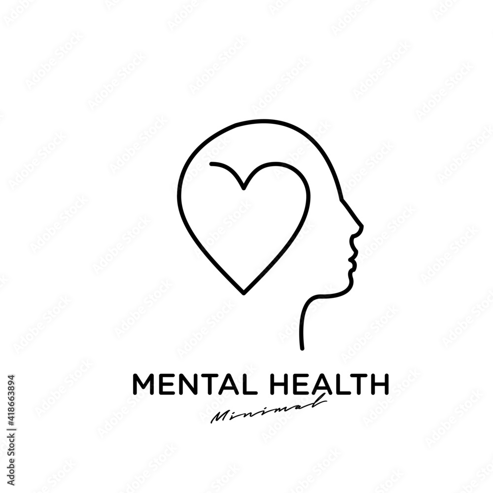 Mental Health Logo Icon Design With Love Line Stock ベクター Adobe Stock