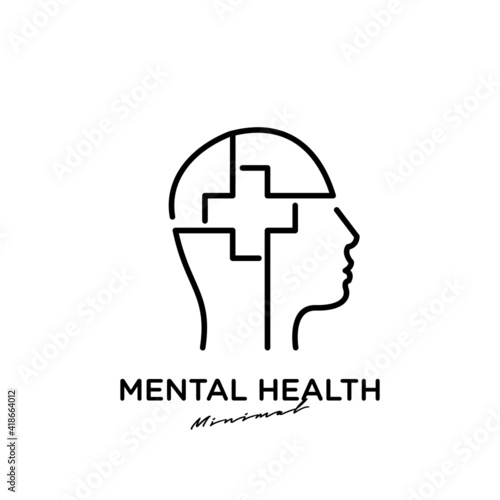 Mental health logo icon design with puzzle