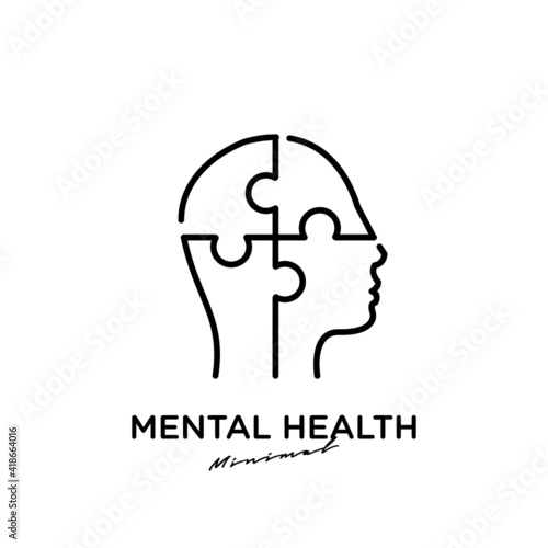 Mental health logo icon design with puzzle