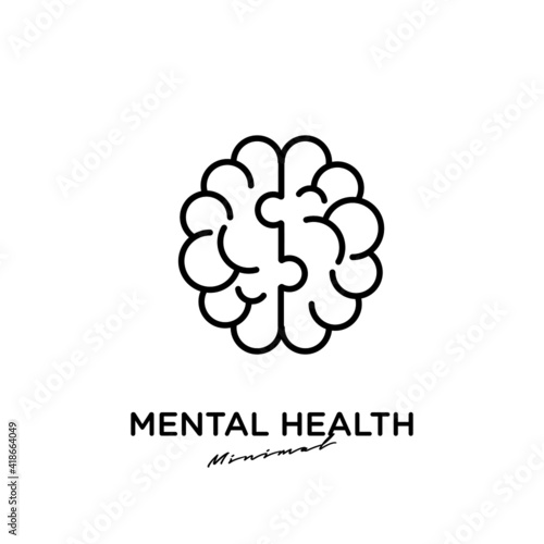 Mental health logo icon design with puzzle