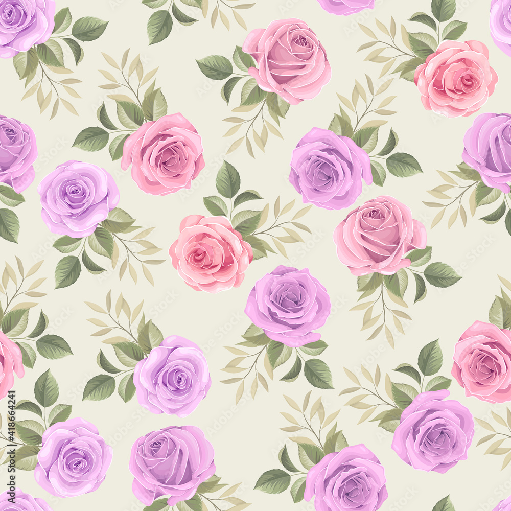 Hand drawn soft floral seamless pattern background