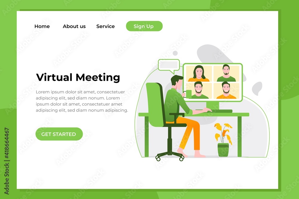 Unique Modern flat design concept of Virtual Meeting for website and mobile website. Landing page template. Easy to edit and customize. Vector illustration