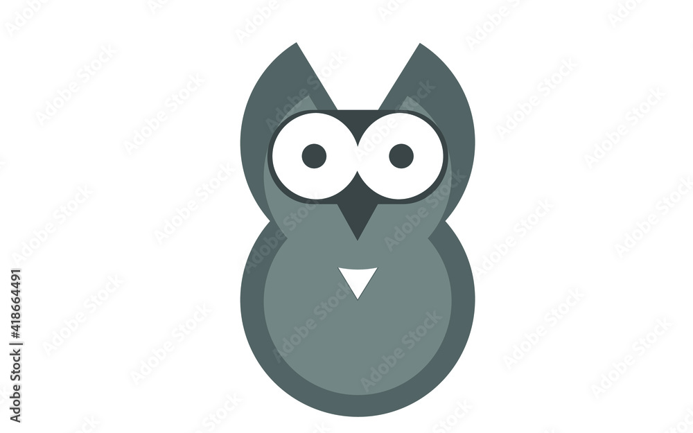 Owl, a simple vector image on white background.