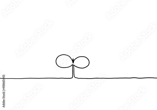 発芽の手描き線画イラスト