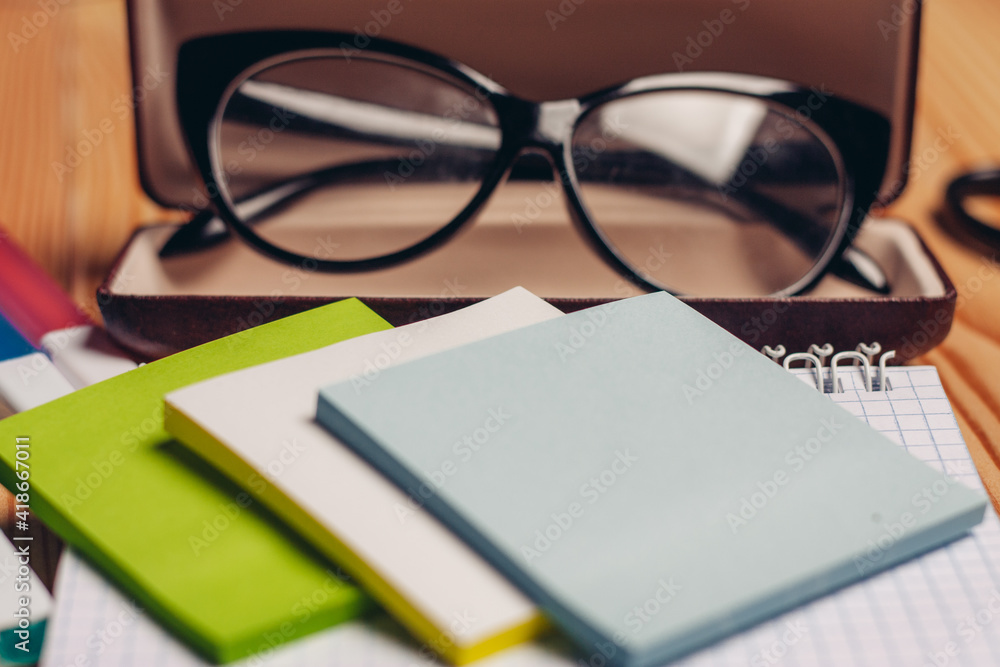 notepads felt-tip pens stationery glasses in case office notepads felt-tip pens stationery glasses in case office