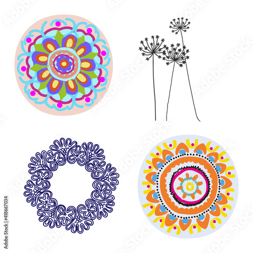 White mandala on black Pattern Stencil Doodles Sketch Good mood