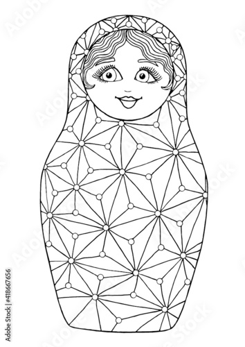 black and white isolated russian matrioshka  doll