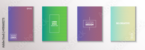 Folded Minimal Cover Vector Set. Textured Gradient Overlay Business