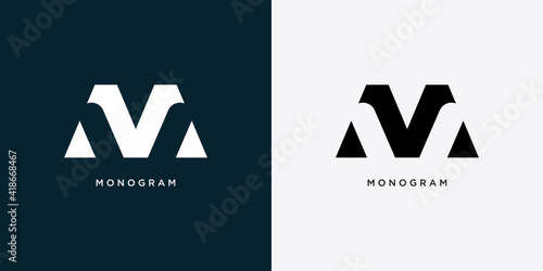 monogram letter m logo design template with creative concept