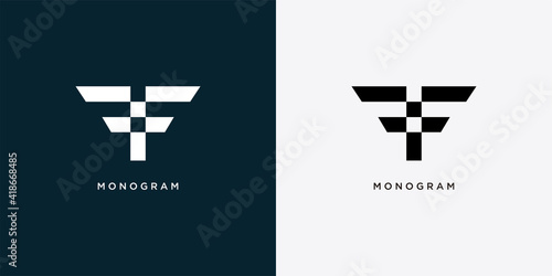 Triangle logo template initial f with creative premium concept