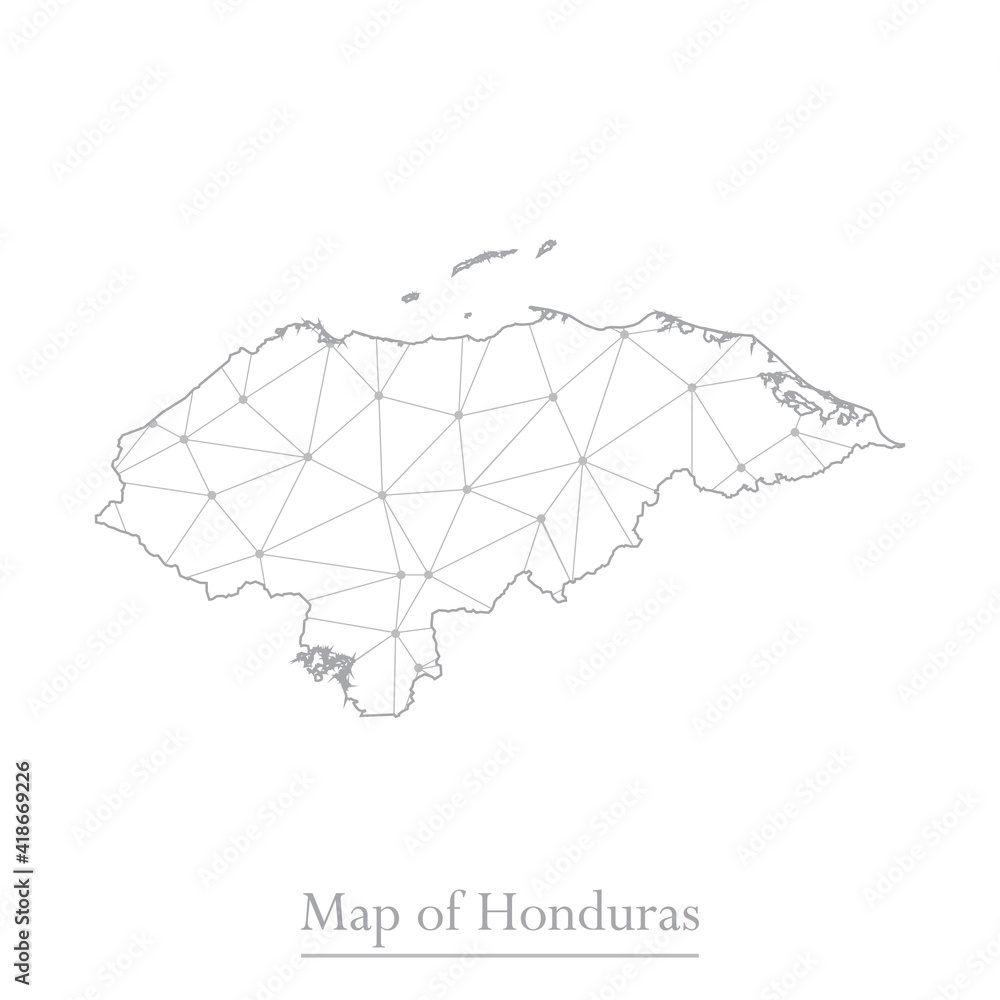 Vector map of Honduras with trendy triangles design polygonal abstract. Vector illustration eps 10 Vector map of Honduras with trendy triangles design polygonal abstract. Vector illustration eps 10