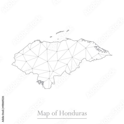 Vector map of Honduras with trendy triangles design polygonal abstract. Vector illustration eps 10