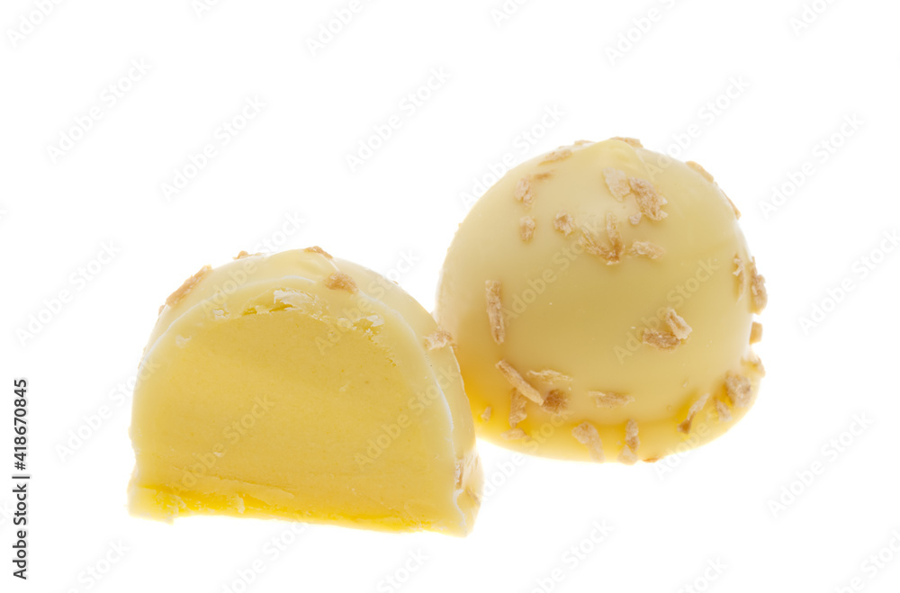 chocolate candy with mango isolated chocolate candy with mango isolated