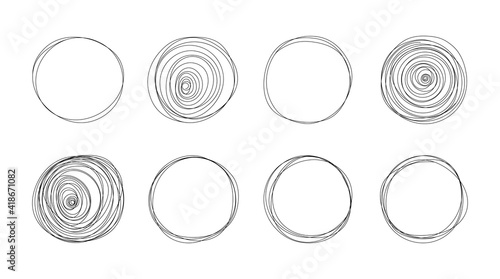 Doodle circles. Hand drawn round banners for text, social media background template. Vector isolated scribble circle set