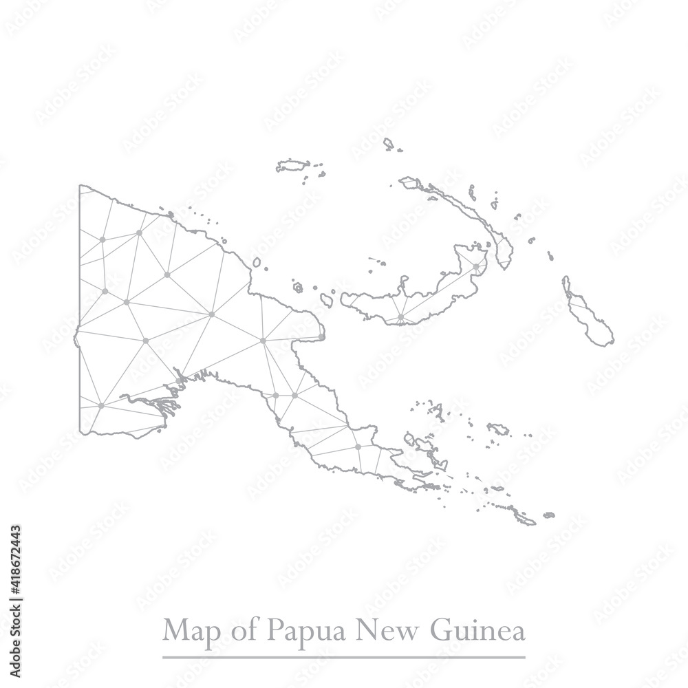 Vector map of Papua New Guinea with trendy triangles design polygonal abstract. Vector illustration eps 10