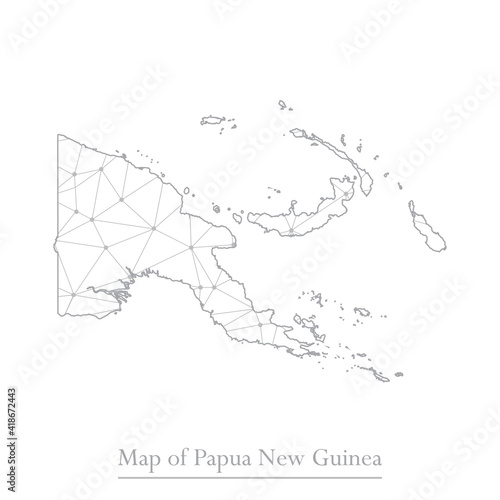 Vector map of Papua New Guinea with trendy triangles design polygonal abstract. Vector illustration eps 10