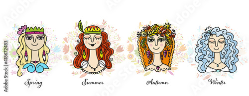 Four season girls, sketch for your design