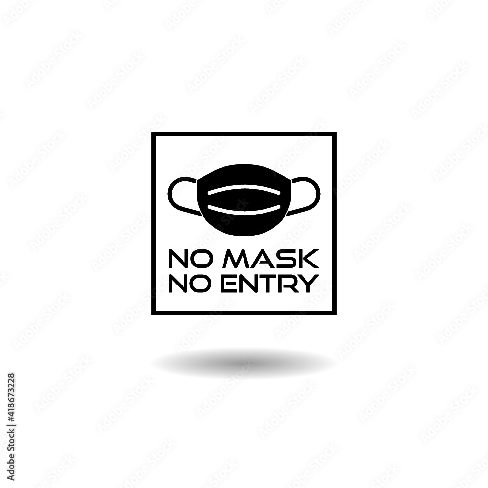 No entry without face mask icon with shadow No entry without face mask icon with shadow