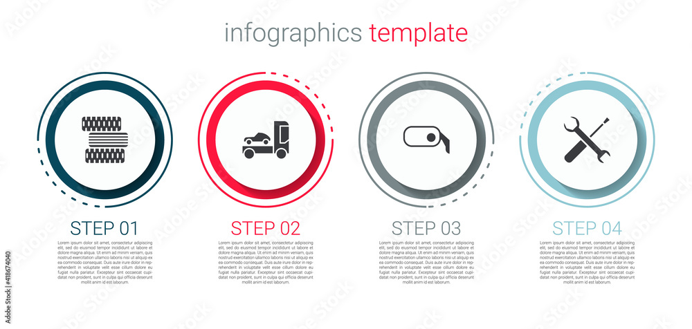 Set Car tire wheel, transporter truck, rearview mirror and Screwdriver and wrench spanner. Business infographic template. Vector. Set Car tire wheel, transporter truck, rearview mirror and Screwdriver and wrench spanner. Business infographic template. Vector.