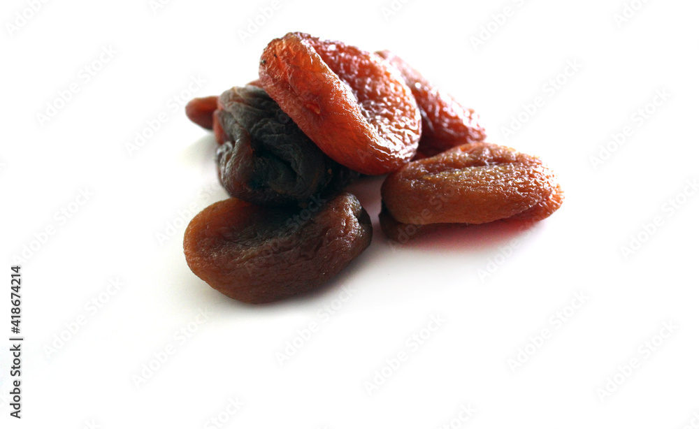 Natural dry apriocts on white backgroun
