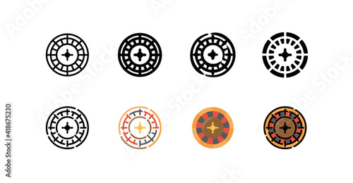 Casino Roulette Icon Set (8 different style vector icon set)