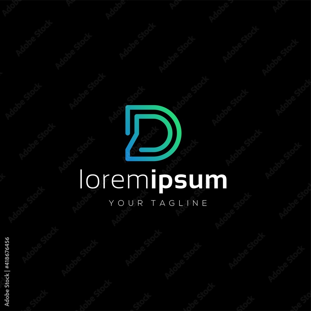 initial letter D line logo icon design elements simple minimalist abstract initial letter D line logo icon design elements simple minimalist abstract