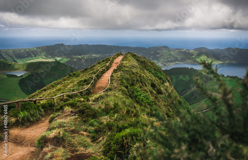 Εκτύπωση καμβά View from Miradouro da Boca do Inferno to Sete Citades, Azores, Portugal