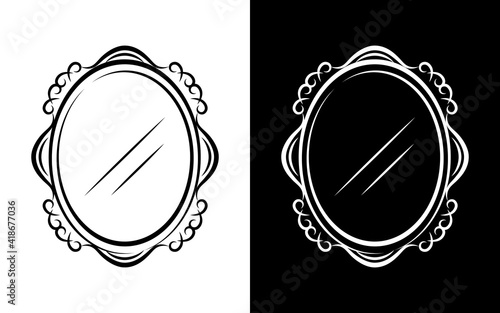 Vintage oval mirror icon