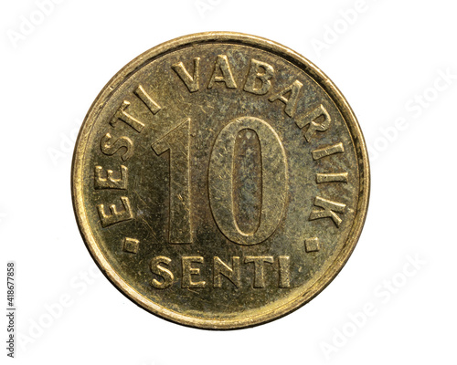Estonia ten senti coin on white isolated background photo