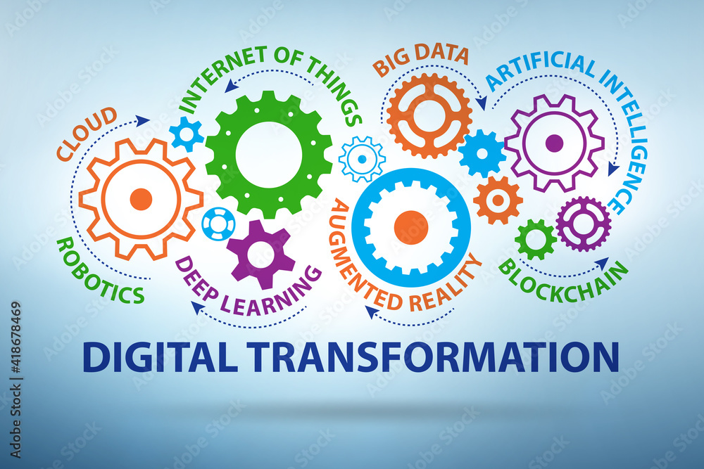 Concept of digital transformation with various technologies Concept of digital transformation with various technologies