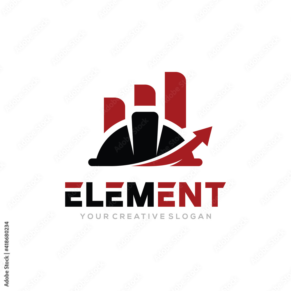 Element Logo Vector, Safety helmet with growth logo combination