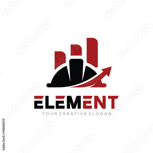 Element Logo Vector, Safety helmet with growth logo combination